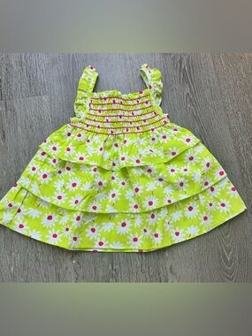 Penny M Toddler Girls Daisy Dress 18 Months Yellow Floral Smocked Ruffle Summer